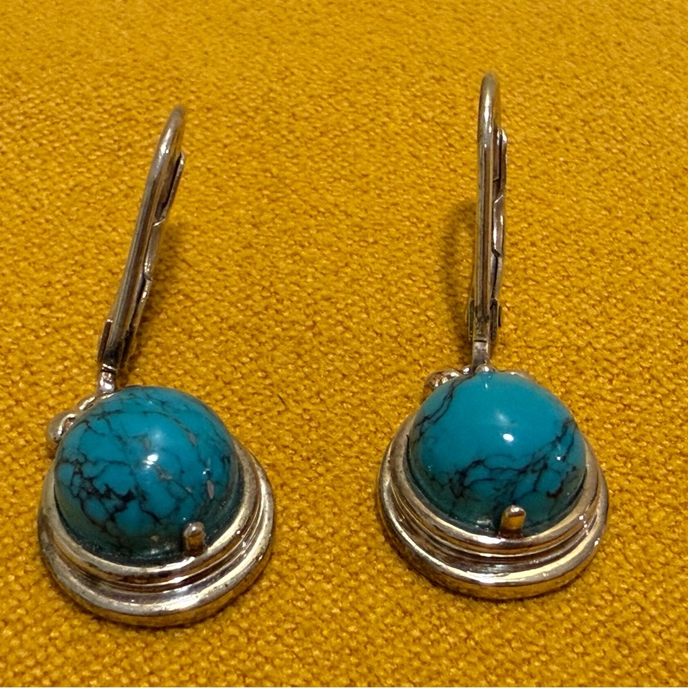 Turquoise And Silver Drop Earrings 925 China